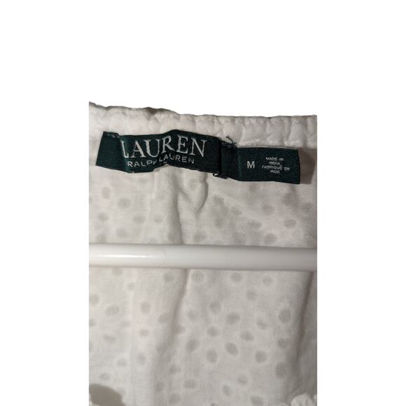 Lauren Ralph Lauren White Eyelet Lace Cotton Top with Bell Sleeves size Med - Picture 8 of 9